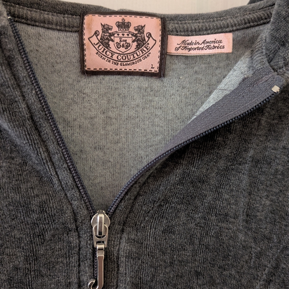 Juicy Couture Charcoal Velour Hoodie with Pink Accents - Picture 4 of 4